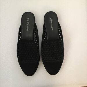 Saks Fifth Slide On Leather Black Flats